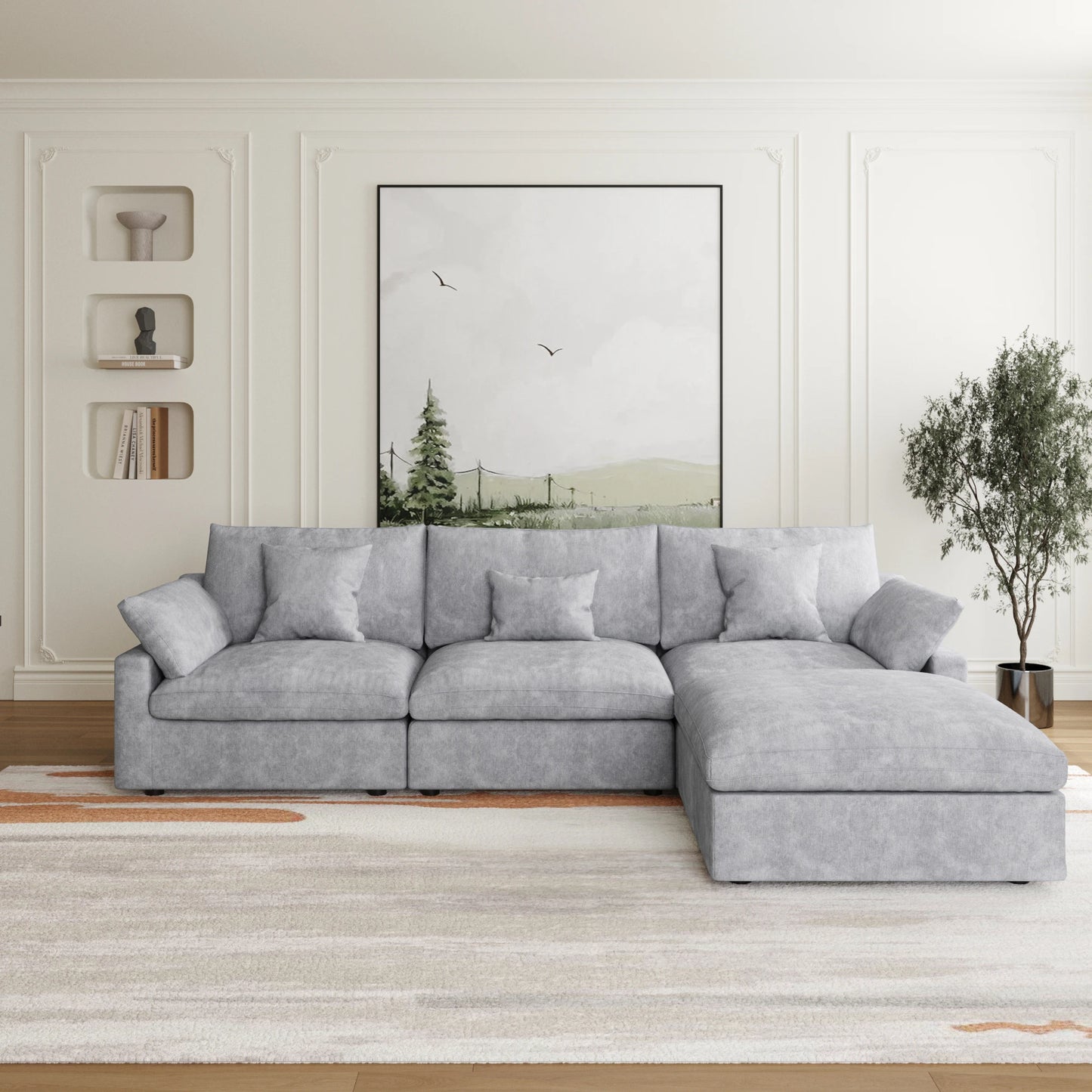 Sdorens Cloud L-Shaped Sectional Sofa With Ottoman