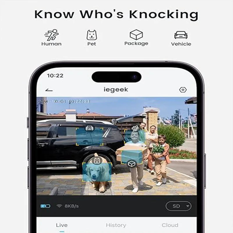 IeGeek 2K Wireless Video Doorbell With AI And Motion Detection