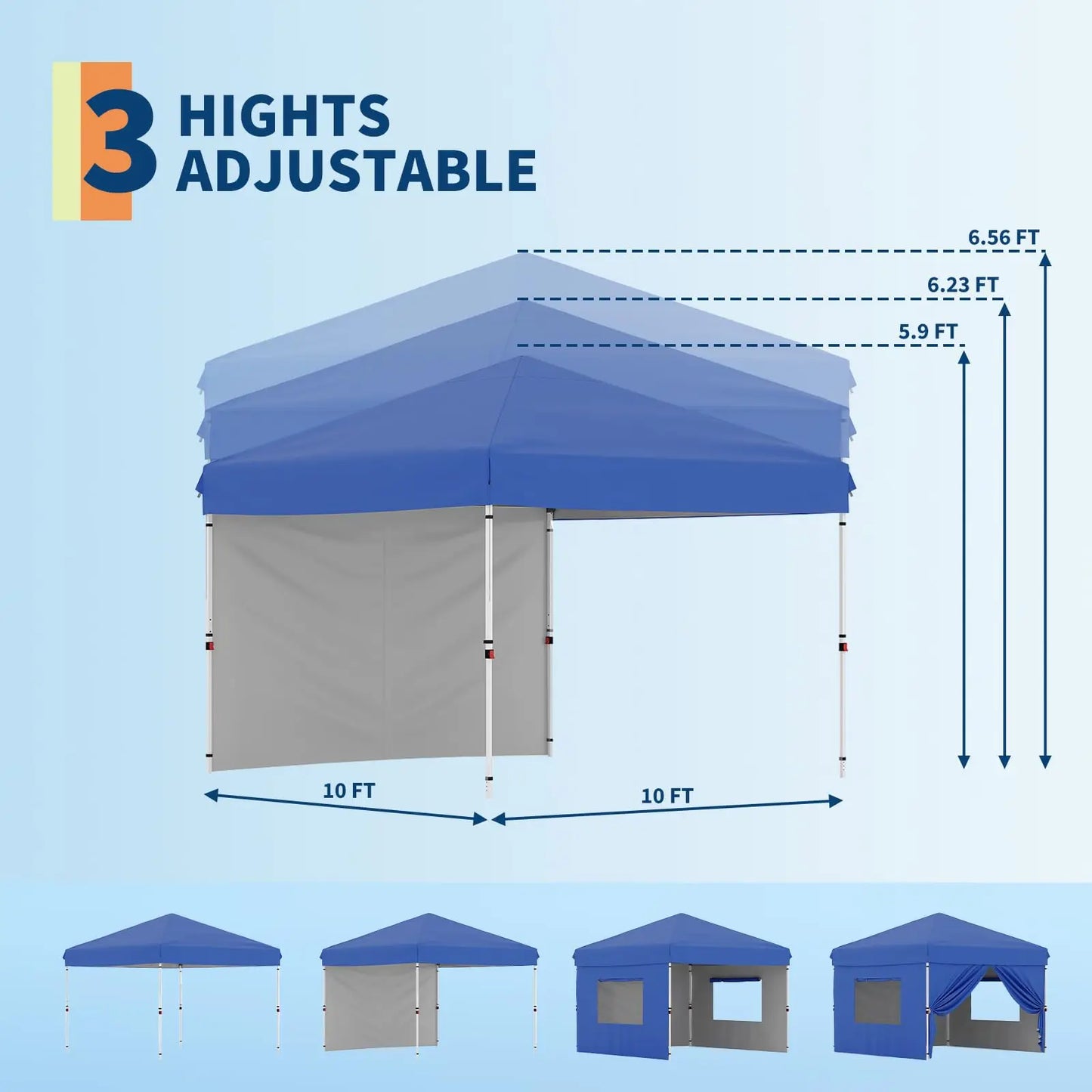 Pop Up Canopy Tent With One Sidewall Easy Up Camping Shelter