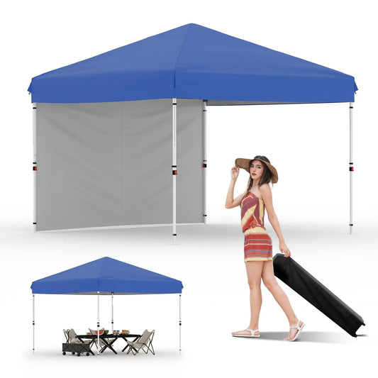 Pop Up Canopy Tent With One Sidewall Easy Up Camping Shelter