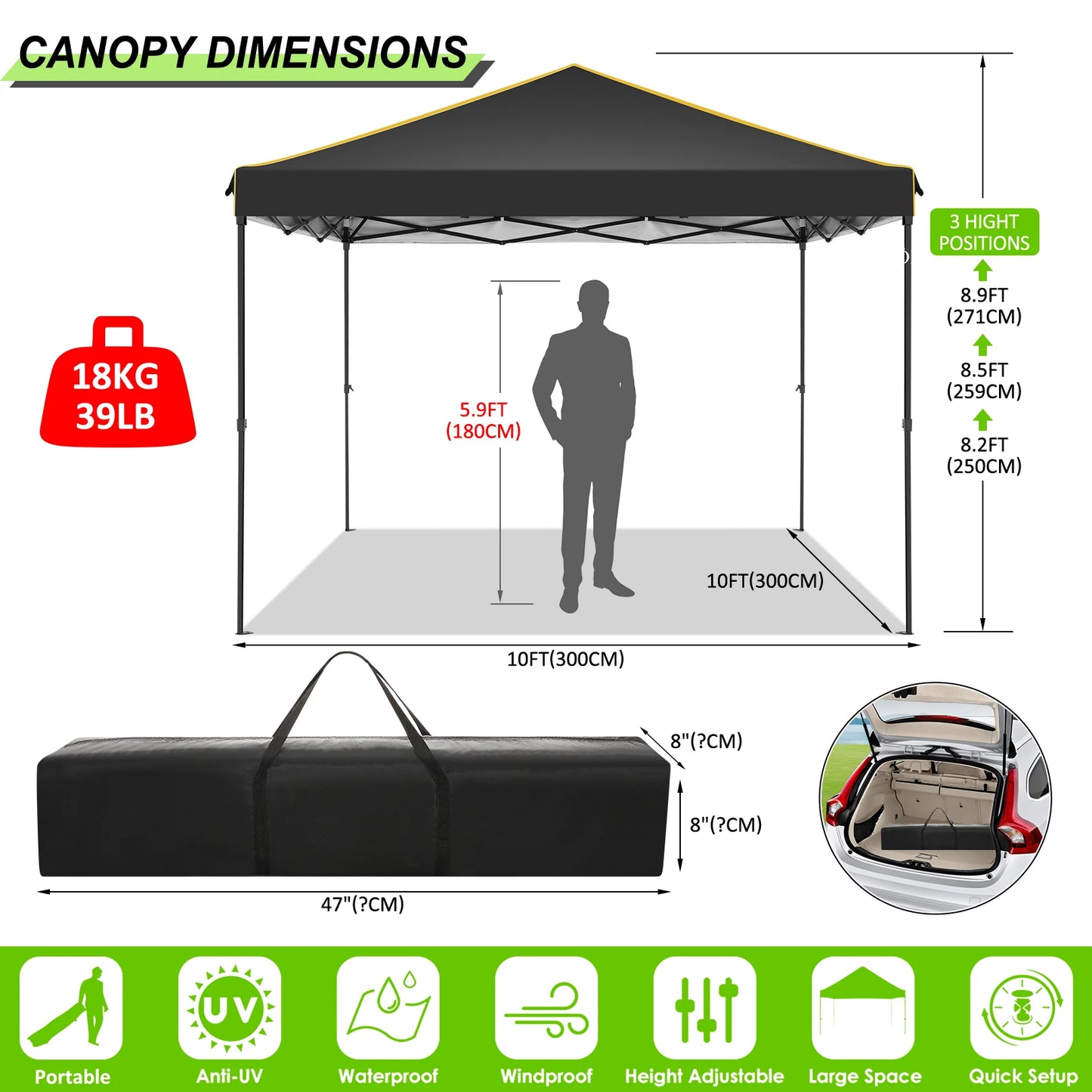Cobizi Ez Pop Up Gazebo Canopy With Mesh Windows Portable