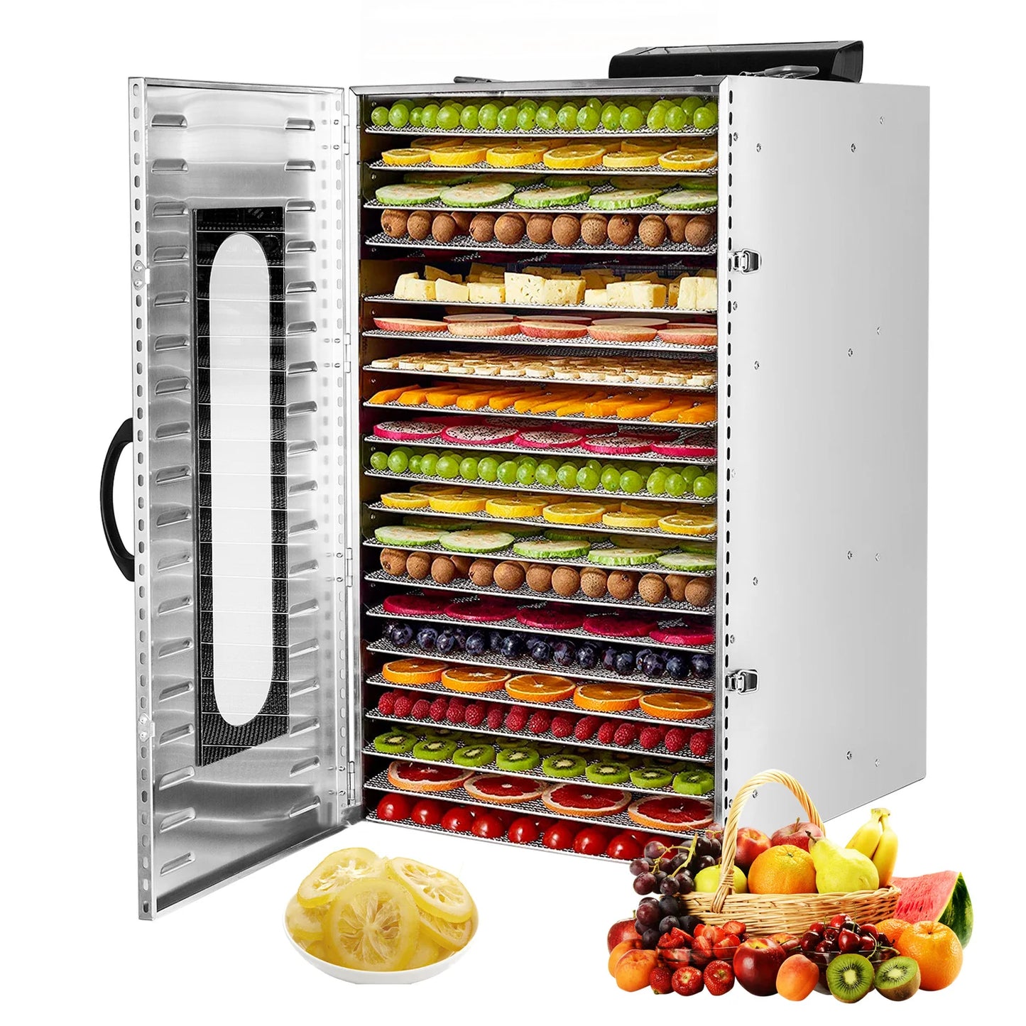SHICUO Commercial Food Dehydrator 20 Tray Stainless Steel 110V LED Display