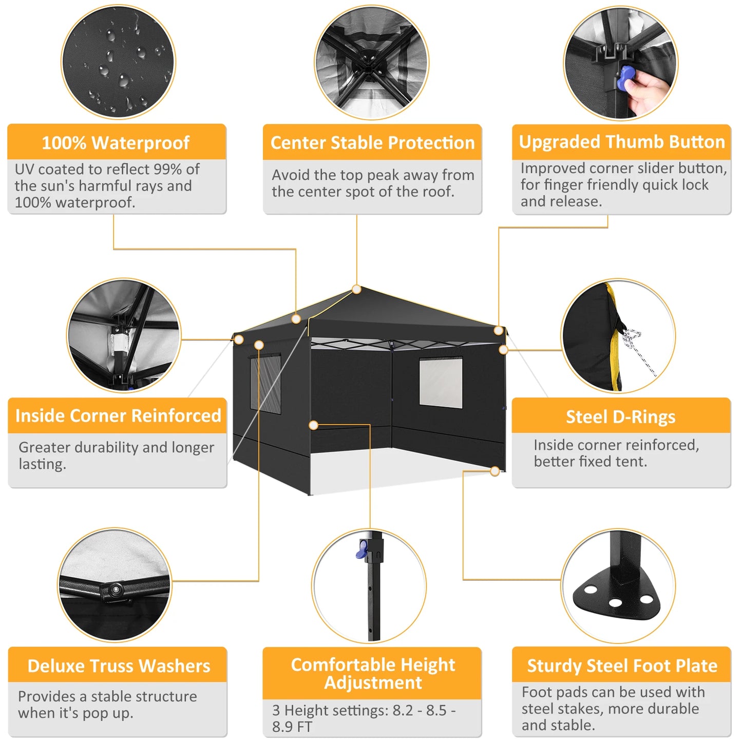 Cobizi Ez Pop Up Gazebo Canopy With Mesh Windows Portable