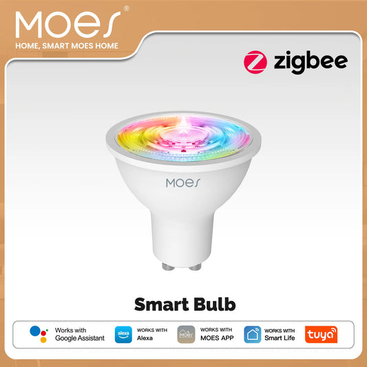 MOES Tuya ZigBee GU10 Smart LED Bulbs RGB CW Dimmable