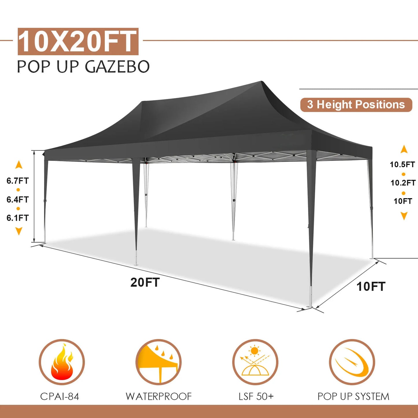 COBIZI Outdoor Pop Up Canopy Gazebo UV50 Waterproof Shelter
