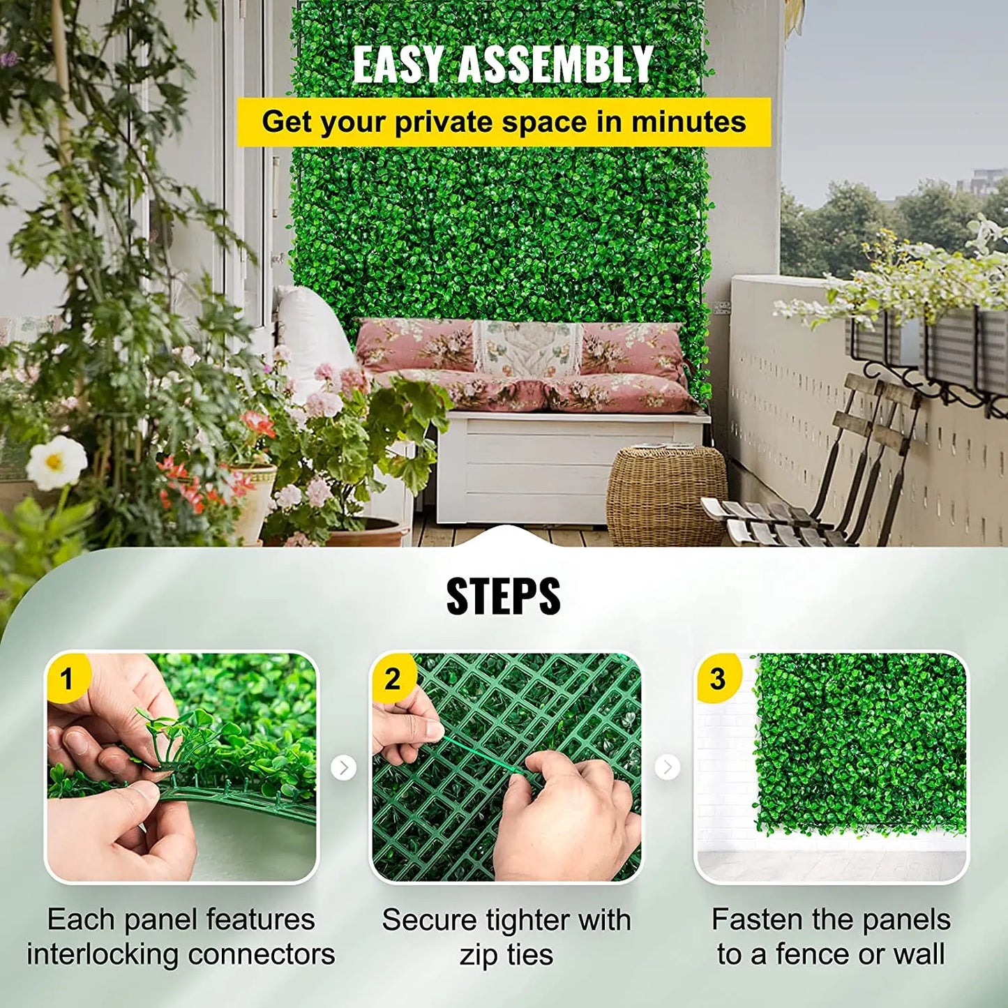 SucceBuy Boxwood Hedge Wall Panels Artificial Plant Backdrop Decor