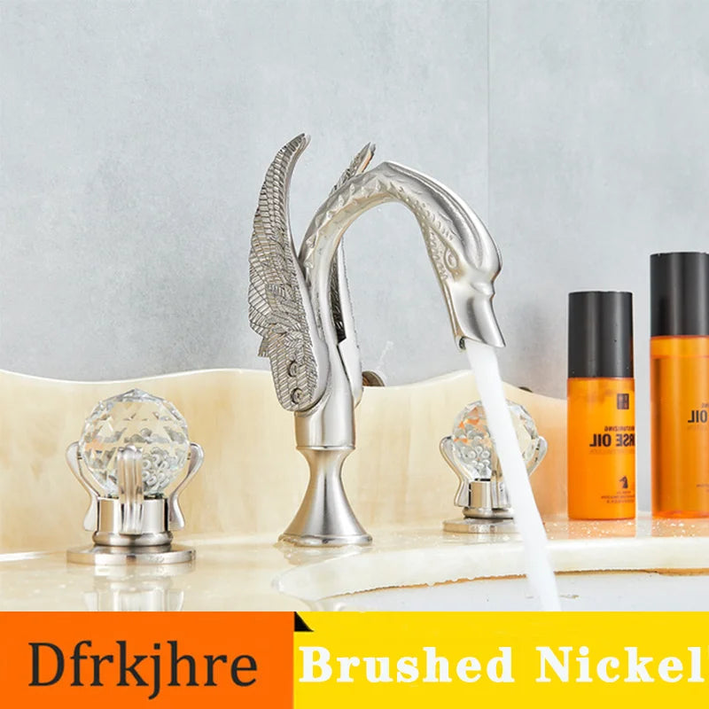 Dfrkjhre Swan Basin Deck Mounted 3-Hole Widespread Faucet