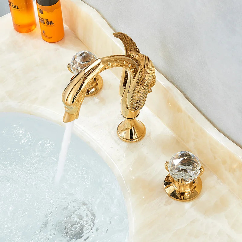 Dfrkjhre Swan Basin Deck Mounted 3-Hole Widespread Faucet
