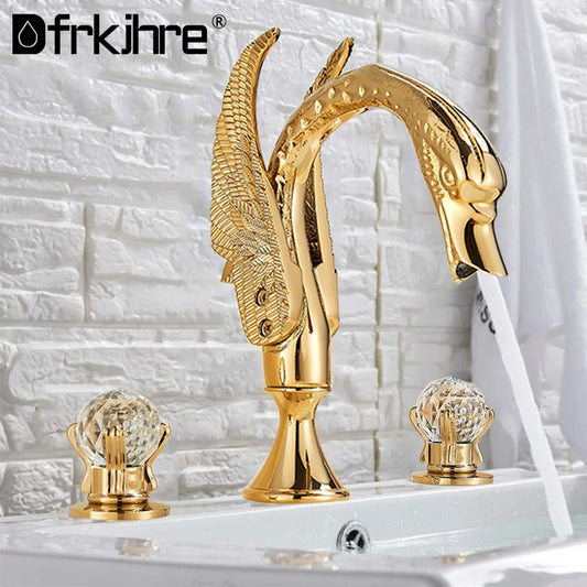 Dfrkjhre Swan Basin Deck Mounted 3-Hole Widespread Faucet