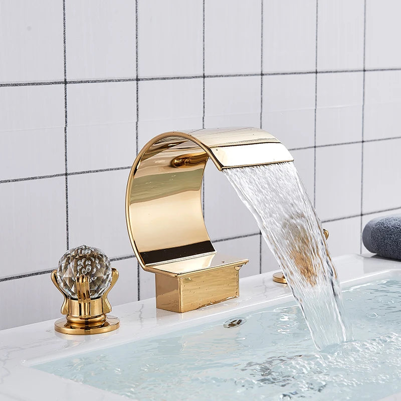 Wanmivezlo Basin Faucet Deck Mount Widespread Brass Dual Handle Tap