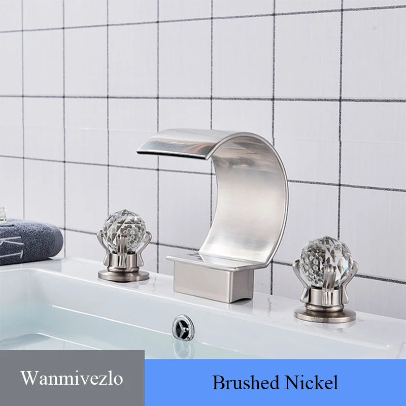 Wanmivezlo Basin Faucet Deck Mount Widespread Brass Dual Handle Tap