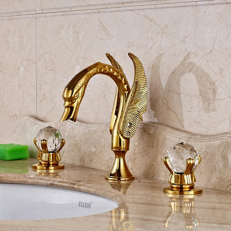 Dfrkjhre Swan Basin Deck Mounted 3-Hole Widespread Faucet