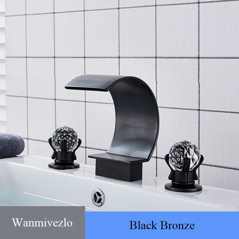 Wanmivezlo Basin Faucet Deck Mount Widespread Brass Dual Handle Tap