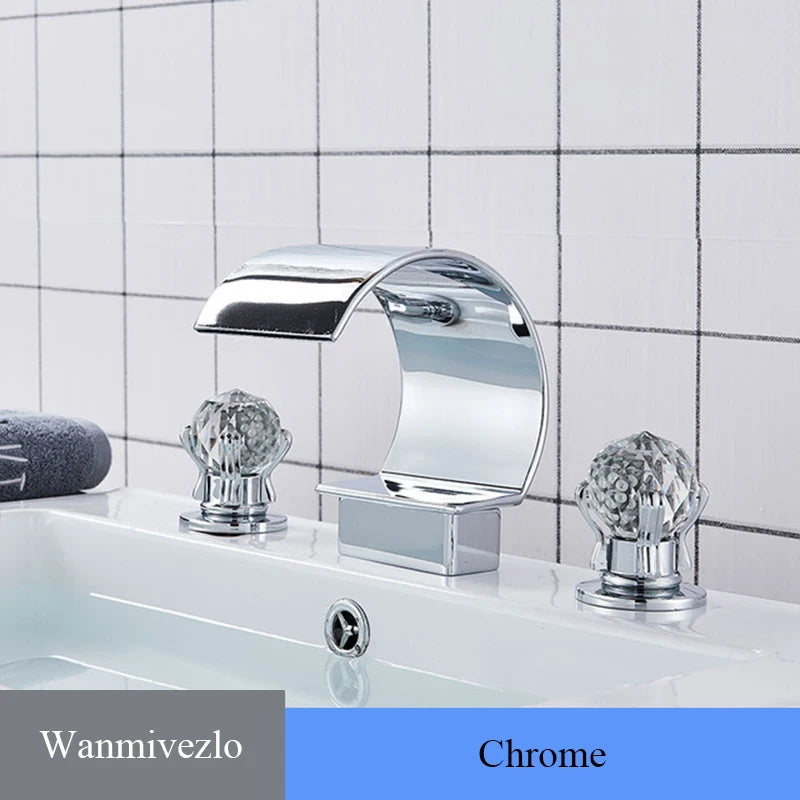 Wanmivezlo Basin Faucet Deck Mount Widespread Brass Dual Handle Tap