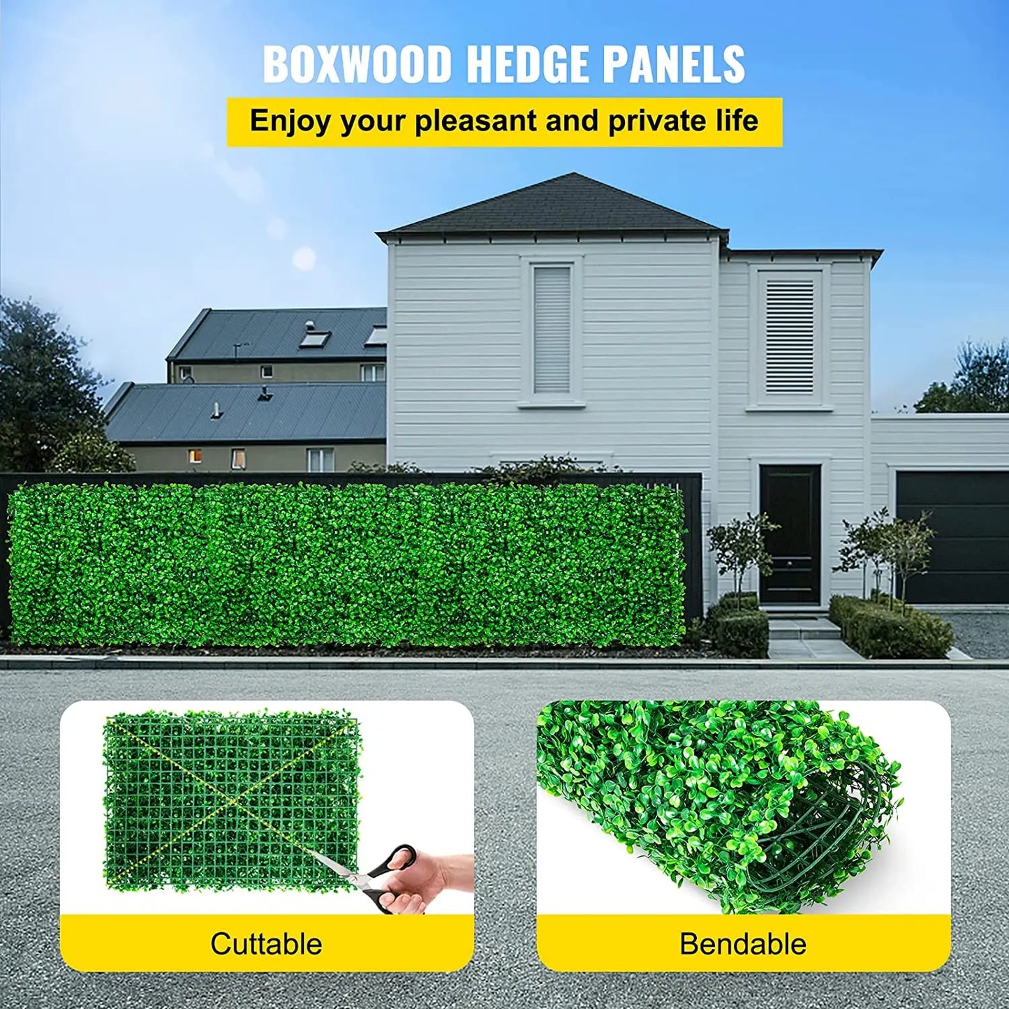 SucceBuy Boxwood Hedge Wall Panels Artificial Plant Backdrop Decor