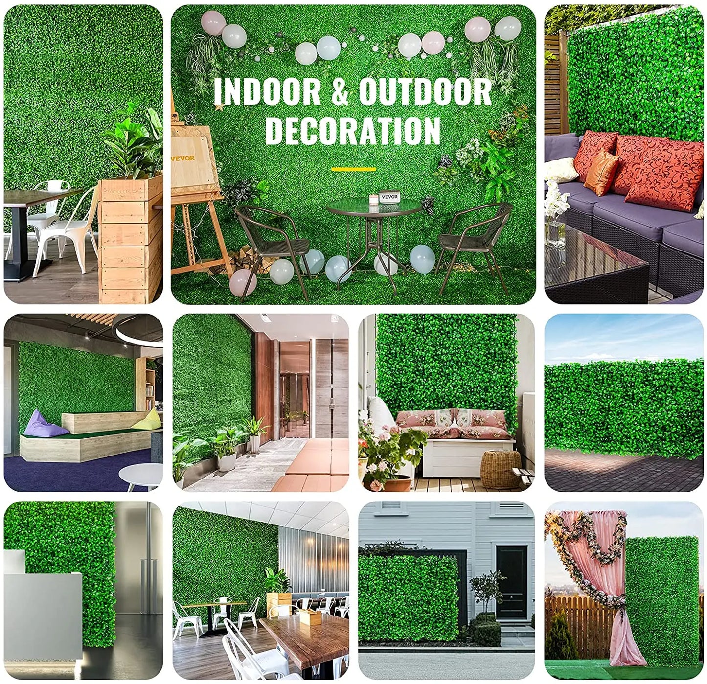 SucceBuy Boxwood Hedge Wall Panels Artificial Plant Backdrop Decor