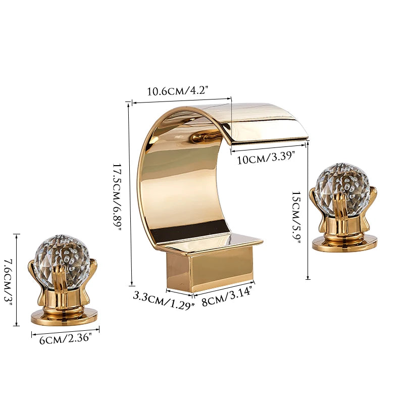 Wanmivezlo Basin Faucet Deck Mount Widespread Brass Dual Handle Tap