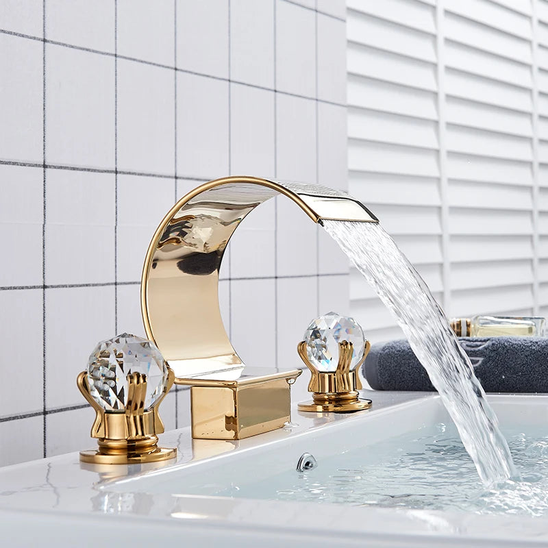 Wanmivezlo Basin Faucet Deck Mount Widespread Brass Dual Handle Tap