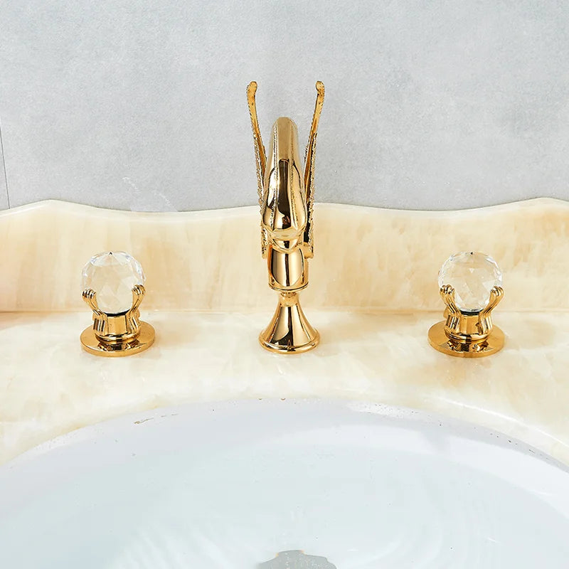 Dfrkjhre Swan Basin Deck Mounted 3-Hole Widespread Faucet