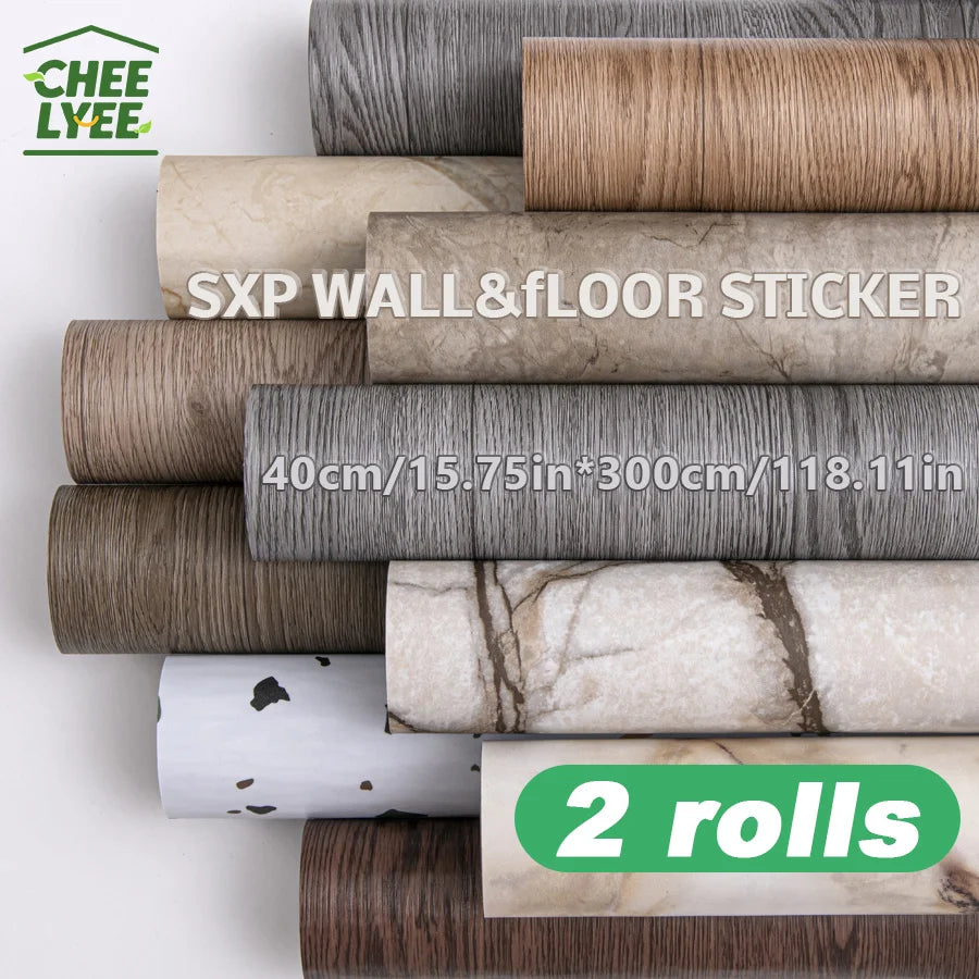 Self Adhesive Wall And Floor Sticker Wood Grain Marble Design