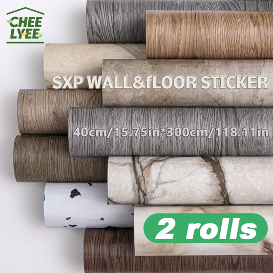 Self Adhesive Wall And Floor Sticker Wood Grain Marble Design