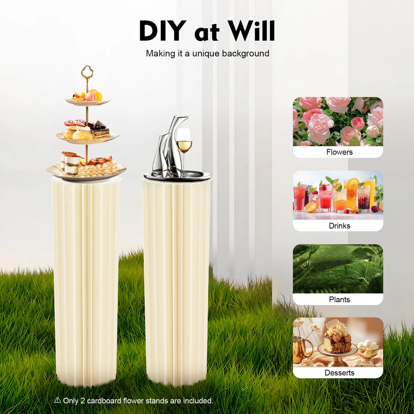 Modern Honeycomb Cardboard Vase Centerpiece Stand Two Piece Set
