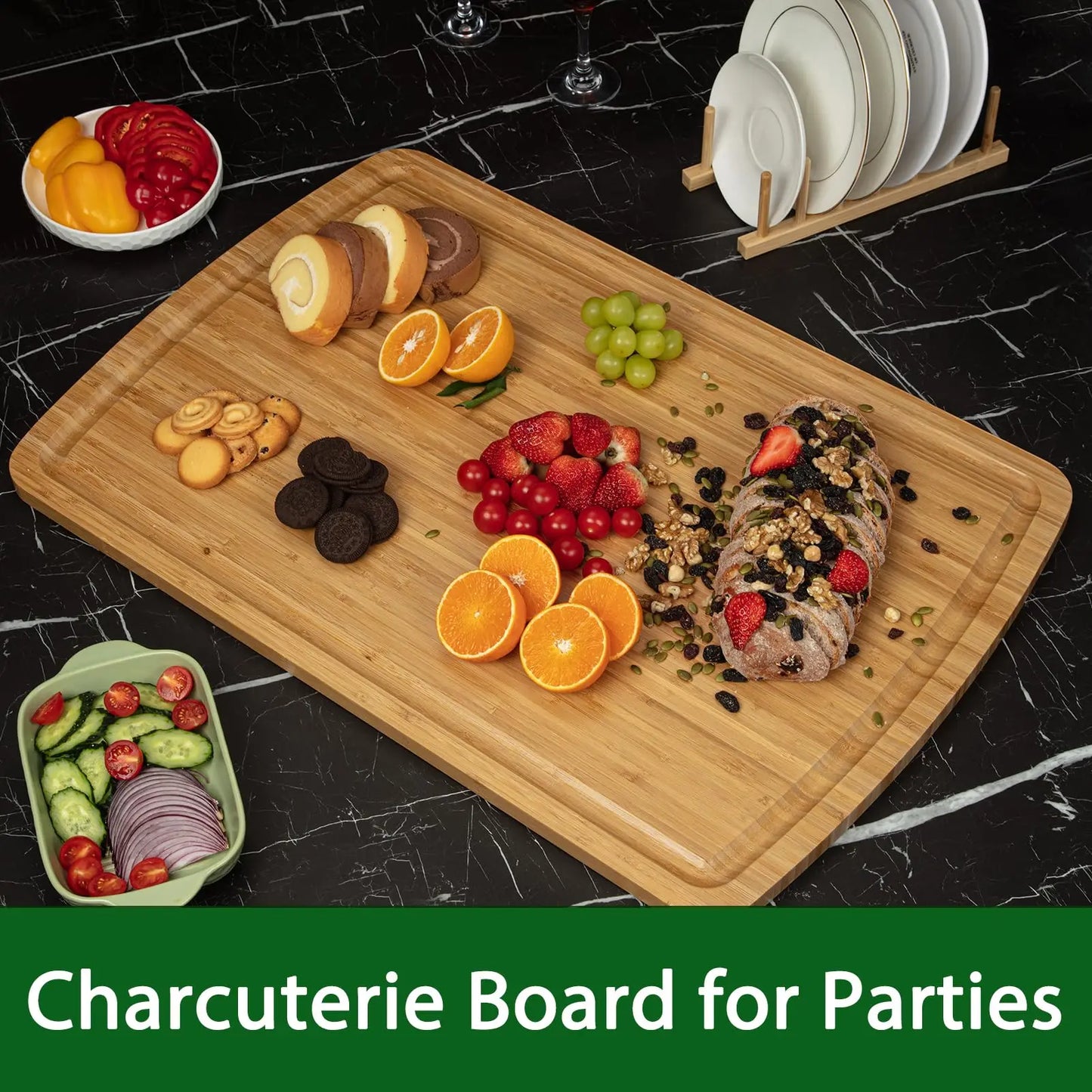 Bamboo Cutting Board Over Sink With Juice Groove Heavy Duty