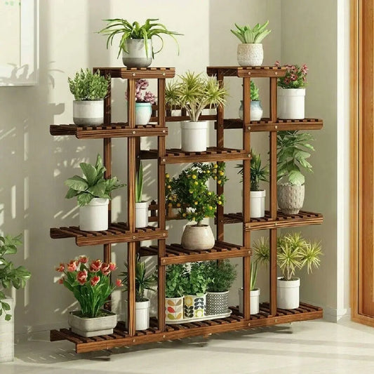 Wisfor Wooden Plant Shelf Indoor Outdoor Multi-Tier Display Stand