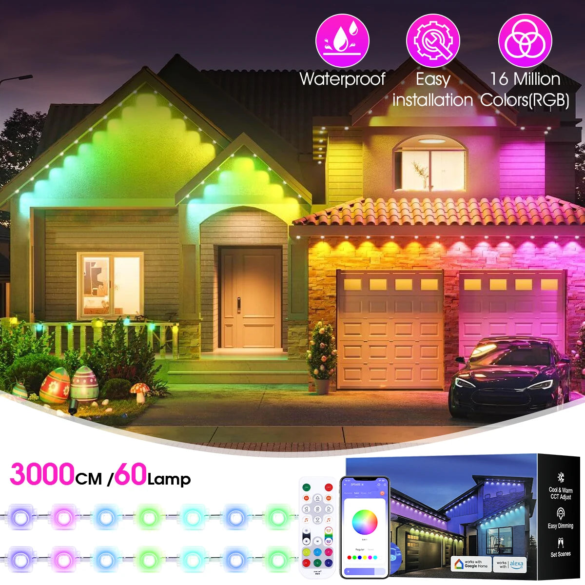 Aiopp RGBIC Outdoor Lights IP67 Waterproof 100 Scene Modes