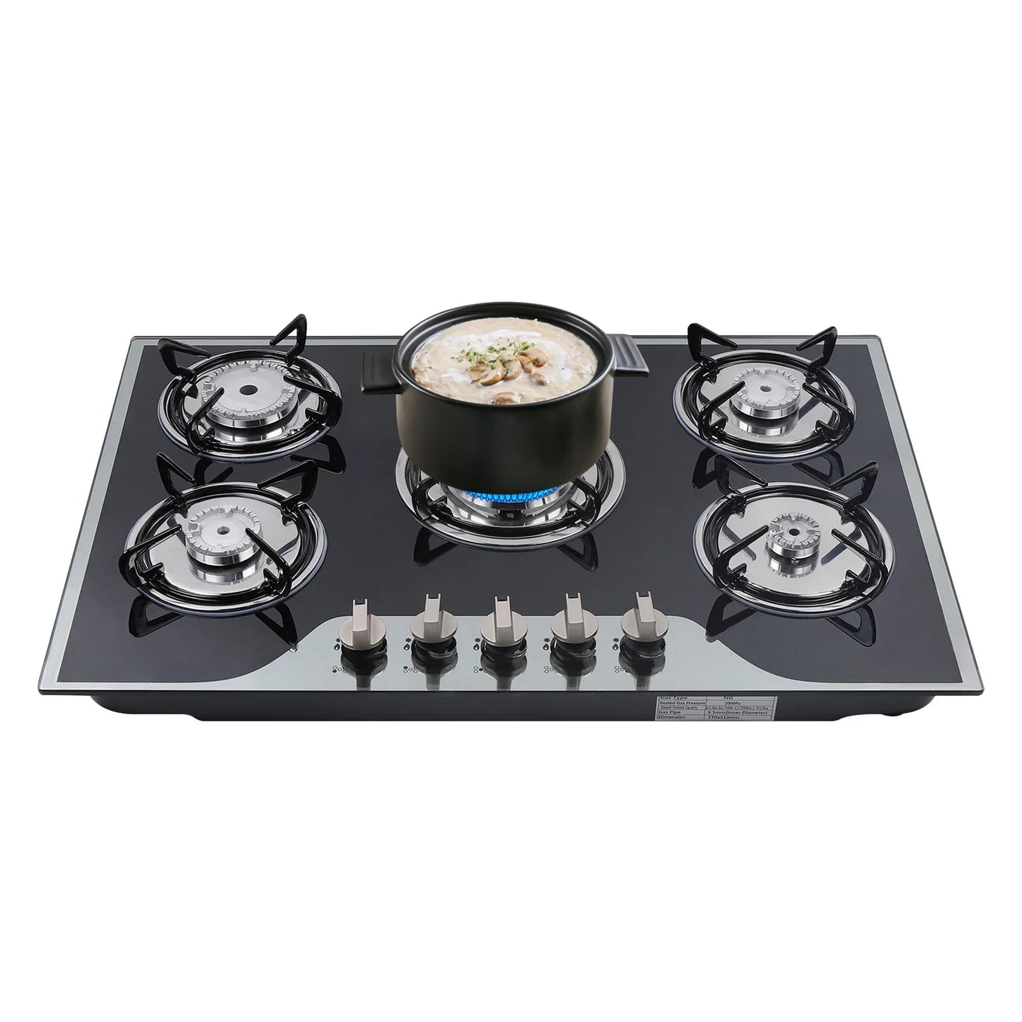 Five Burner Built In Gas Stove LPG NG Stainless Steel