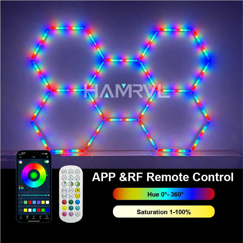 HAMRVL Dimmable Hexagon LED RGB Garage Light Tube For Workshop