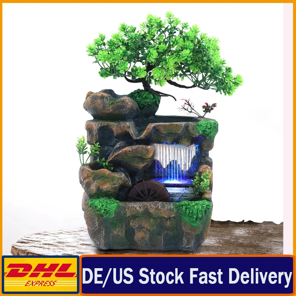 Indoor Room Desktop Fountain With LED Lighting Waterfall