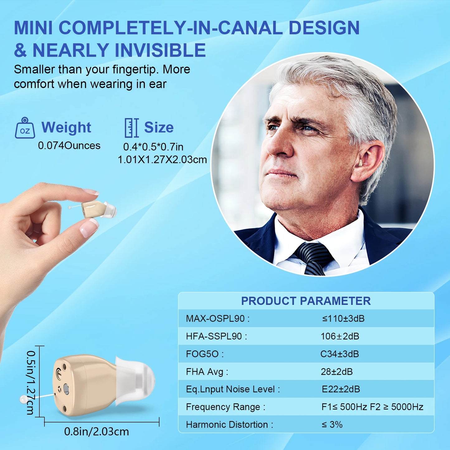K&FCOPTEE Mini In-Ear Hearing Amplifier With Adjustable Volume