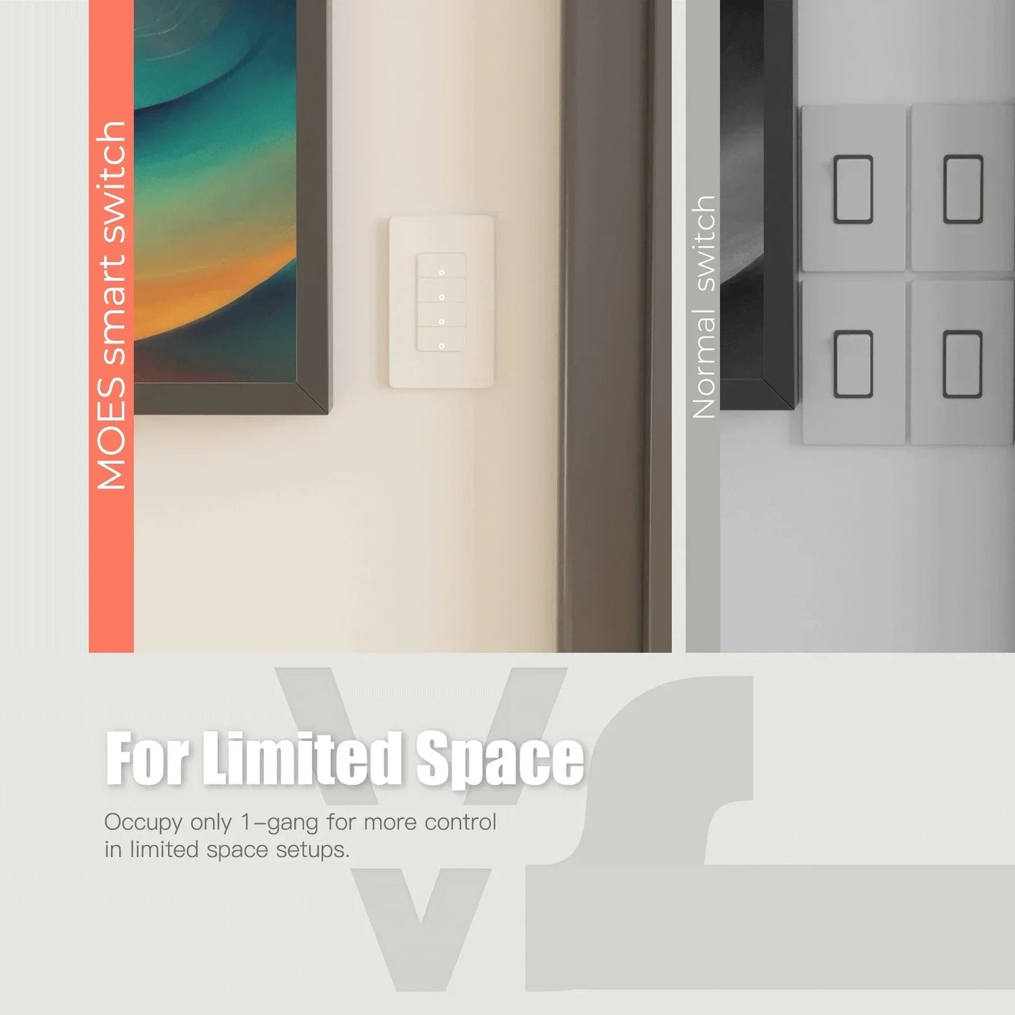 MOES Tuya Wi Fi Smart Light Switch US SinglePole Wall
