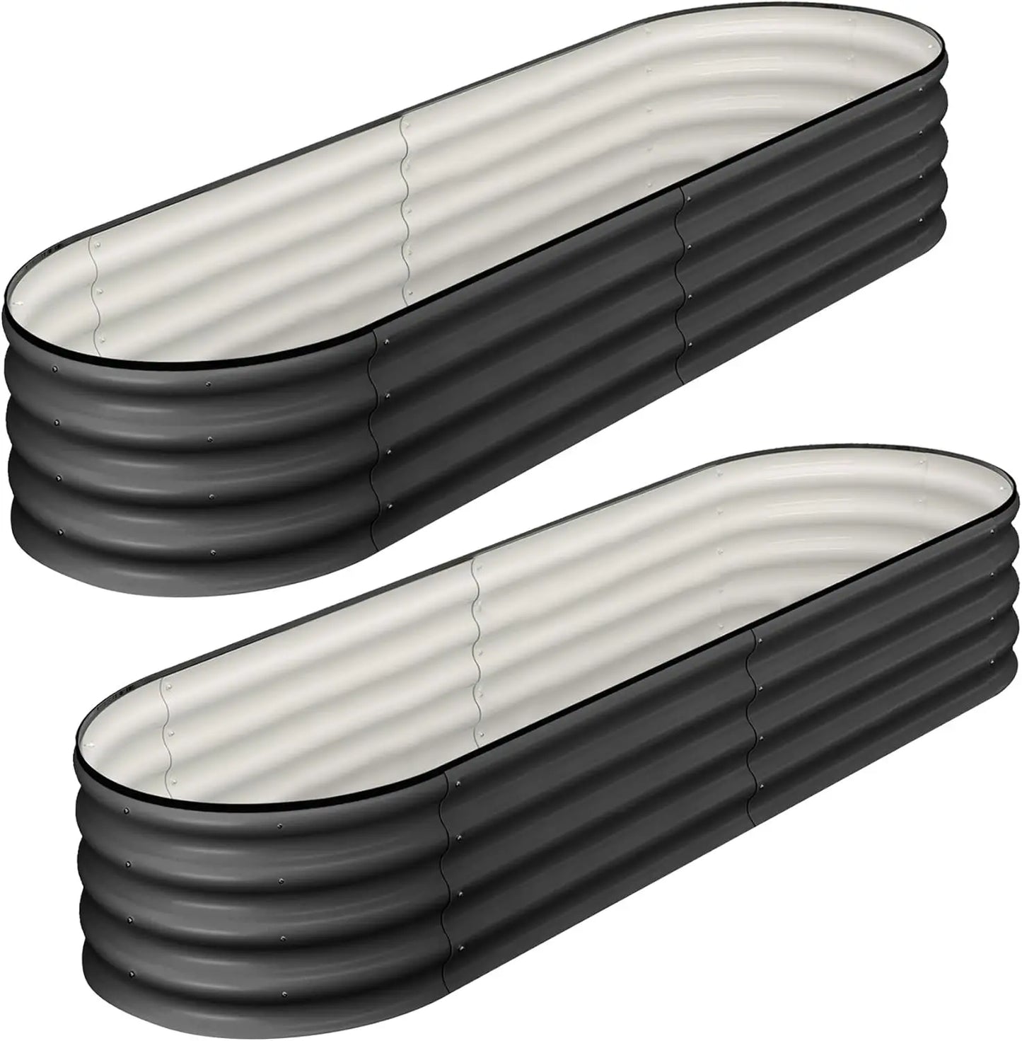 HiMISS Two Pack Oval Galvanized Raised Garden Beds