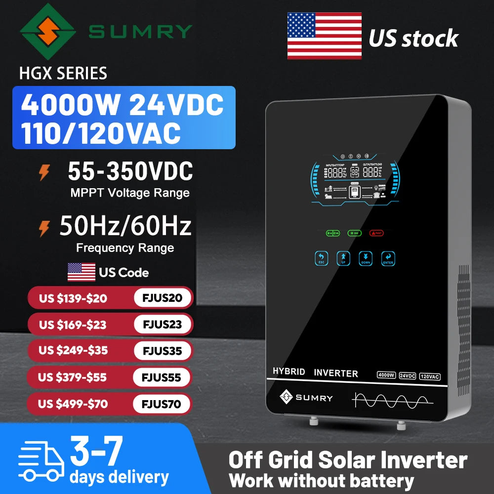 SUMRY Off Grid Solar Inverter 24V MPPT Pure Sine Wave