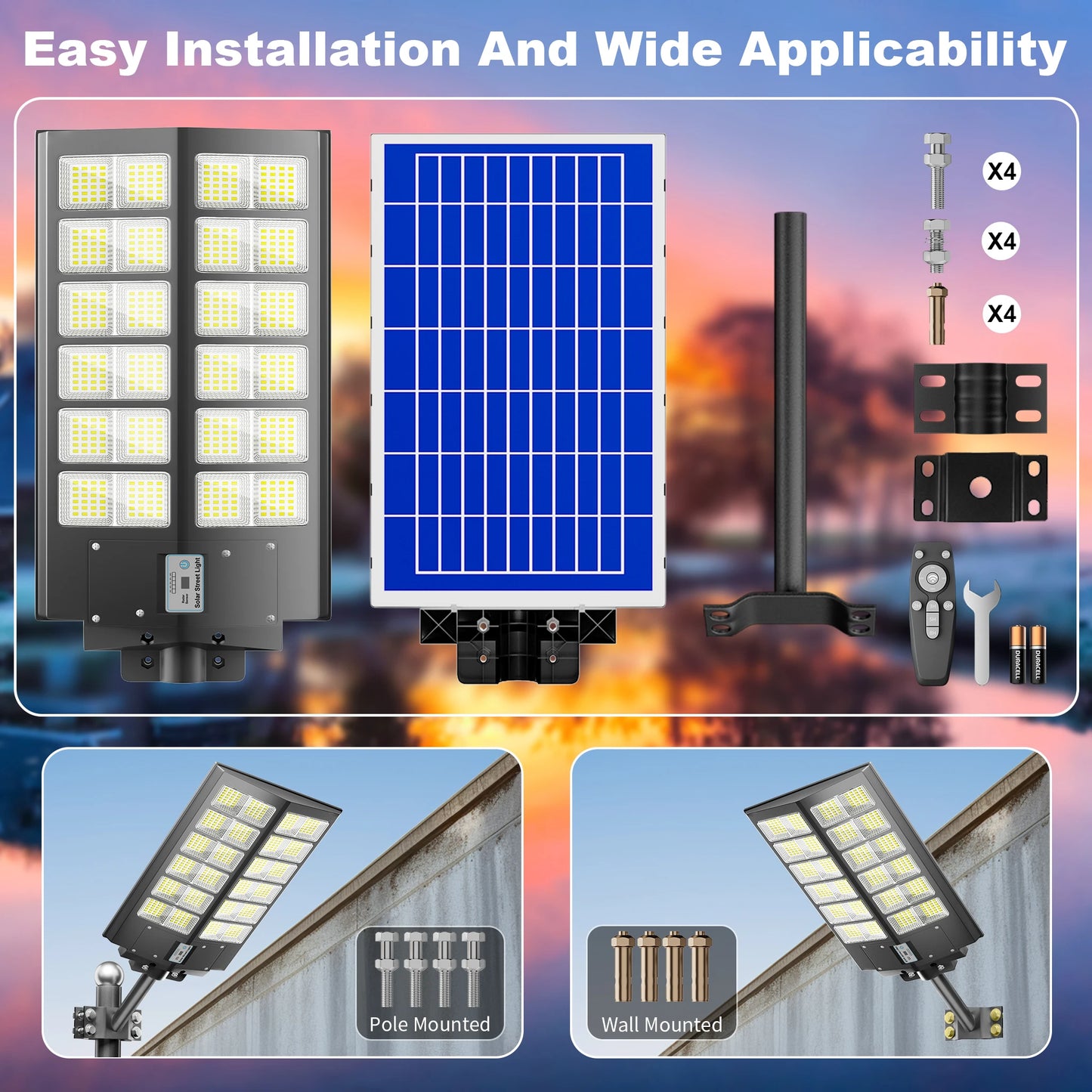 6000W Solar Street Lights With Motion Sensor Waterproof Outdoor