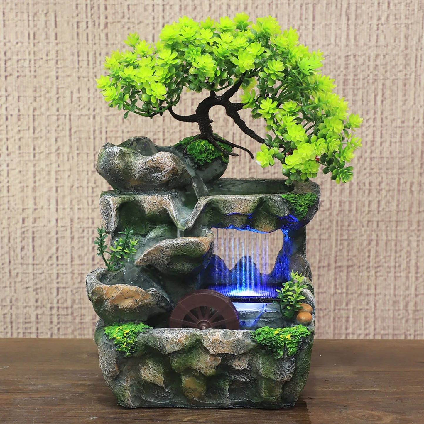 Indoor Room Desktop Fountain With LED Lighting Waterfall