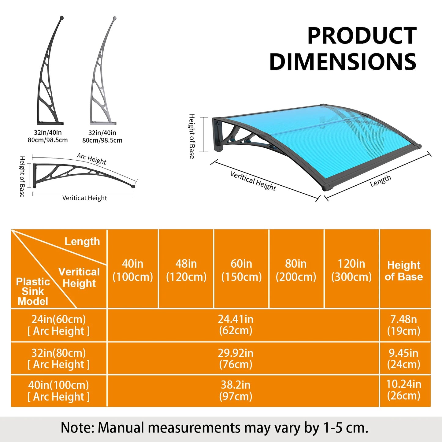 GUANSU-CN Awnings Canopy for Door and Window UV Protection
