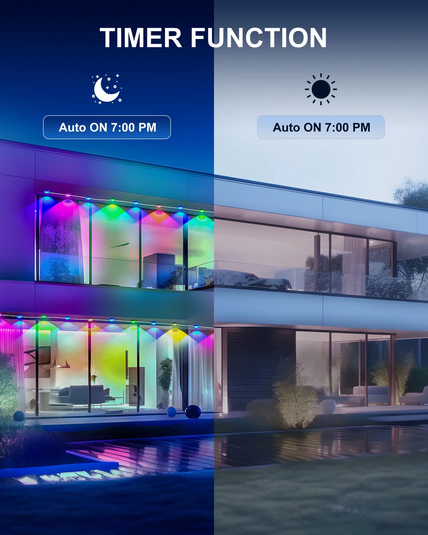 Aiopp RGBIC Outdoor Lights IP67 Waterproof 100 Scene Modes