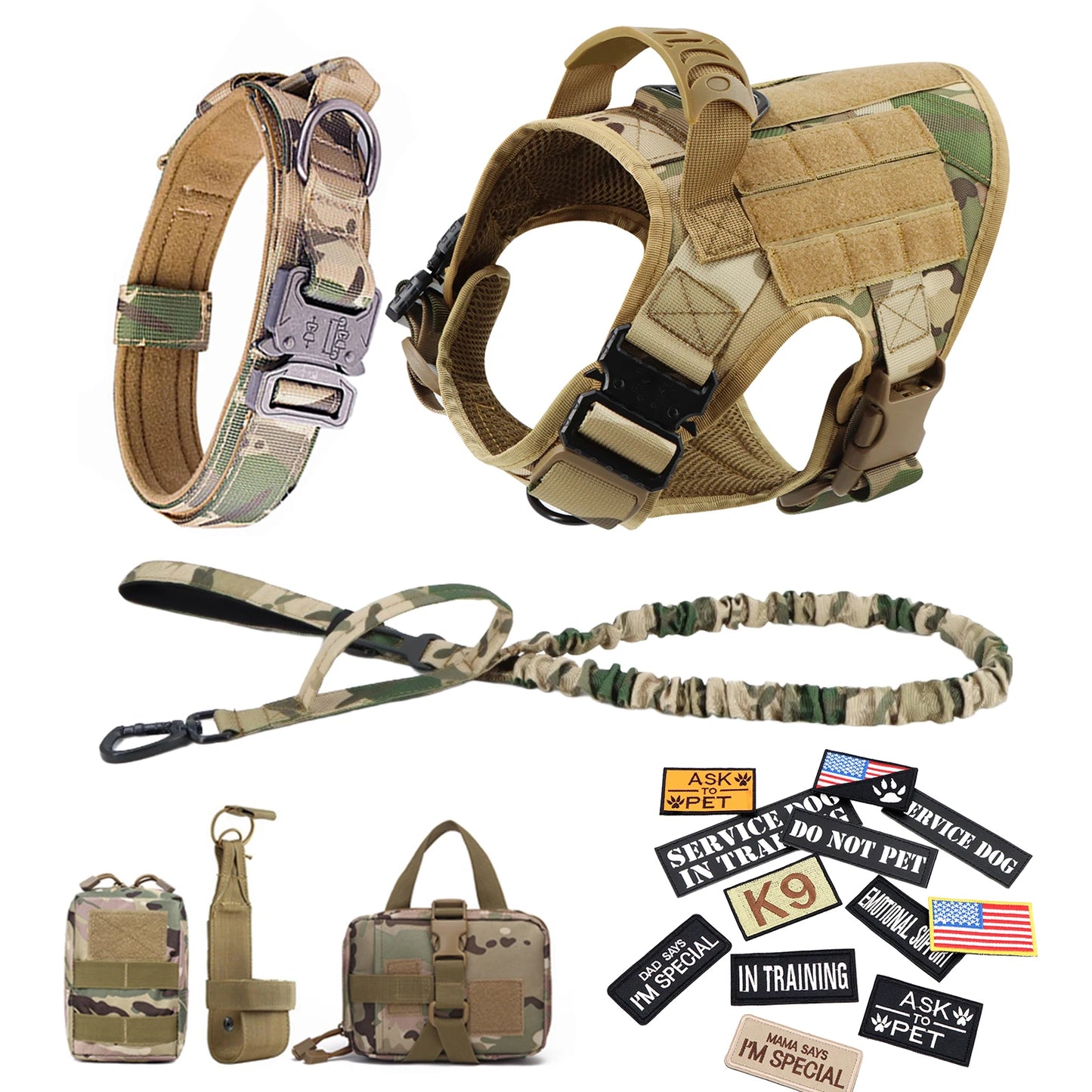 PetTravel Military Dog Harness Vest Set For Malinois Training