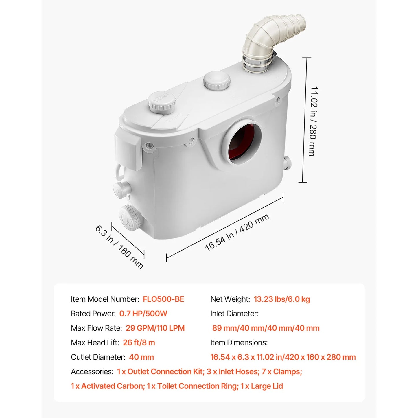 Succebuy Macerator Pump 500W 700W 900W 1200W Waste Water Upflush