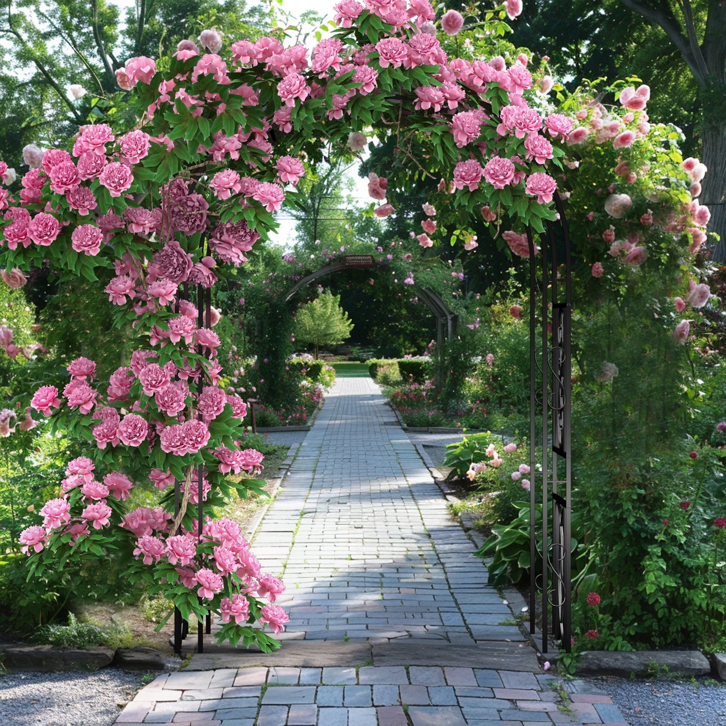 Powder Coated Heavy Duty Metal Garden Arbor Trellis Climbing Plants