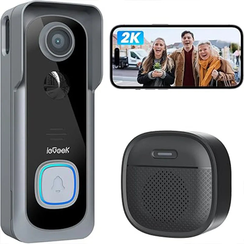 IeGeek 2K Wireless Video Doorbell With AI And Motion Detection