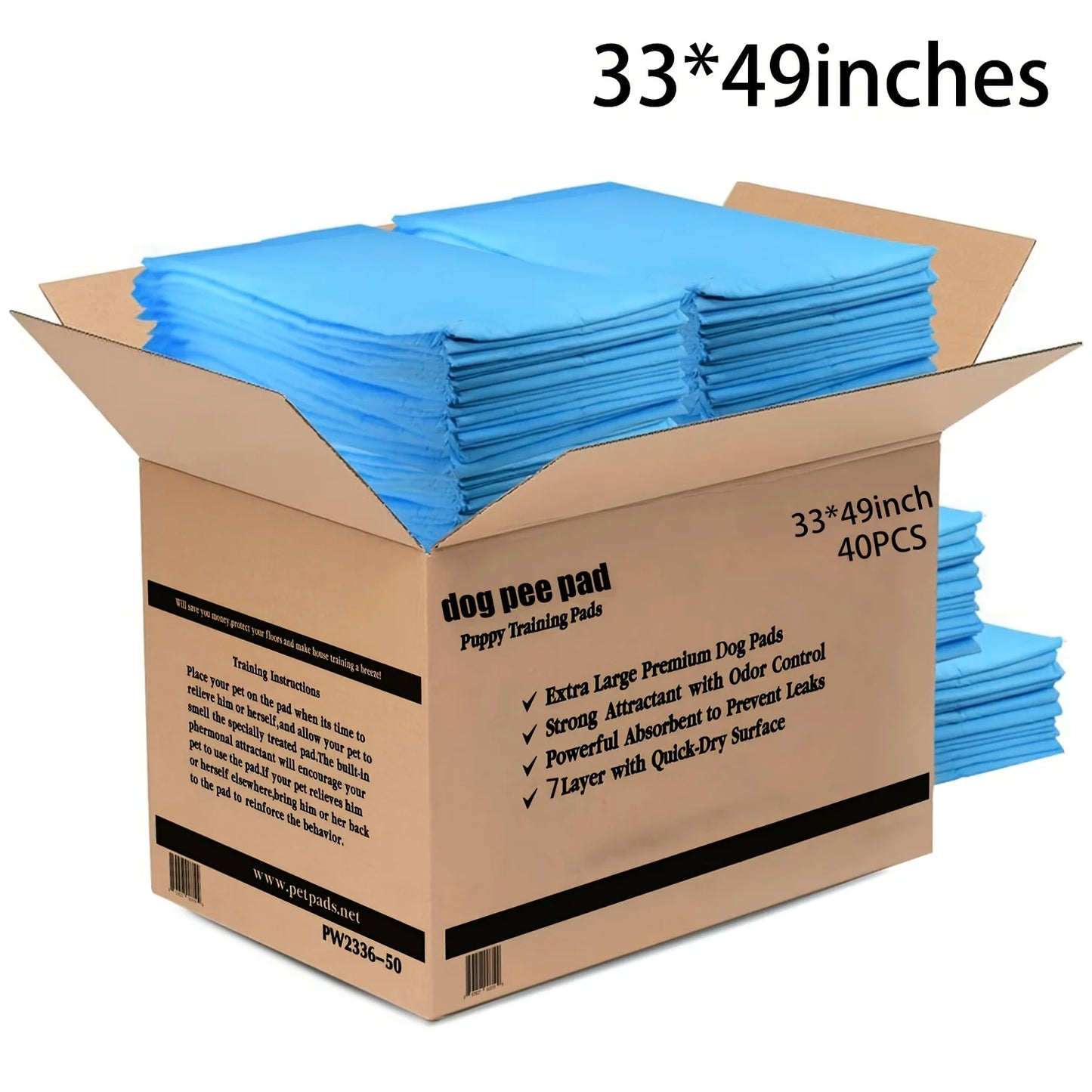 Disposable Pet Training Pads 40 Pack, Leak-Proof, Ultra-Absorbent