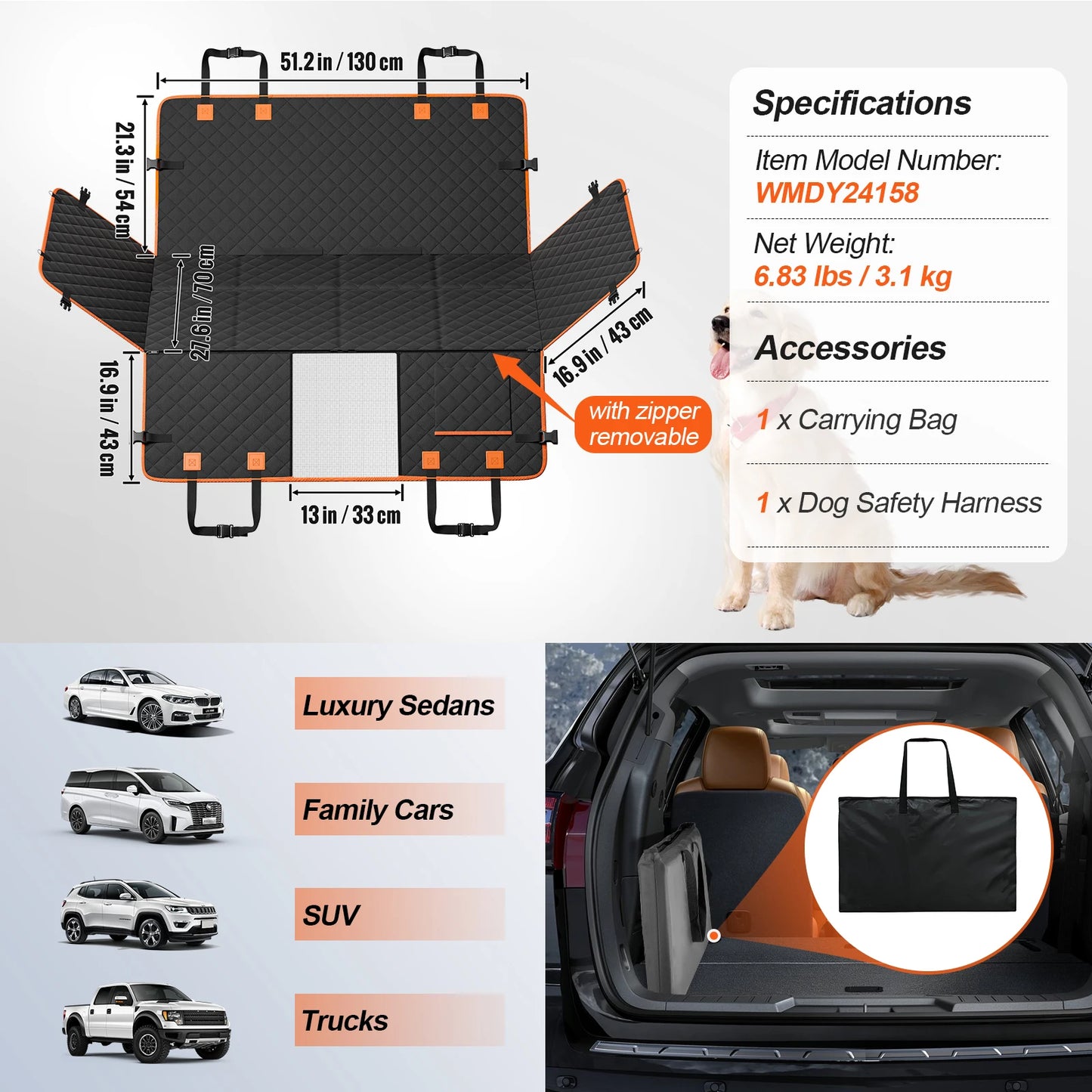 SucceBuy Back Seat Extender Dog Car Seat Cover Hammock