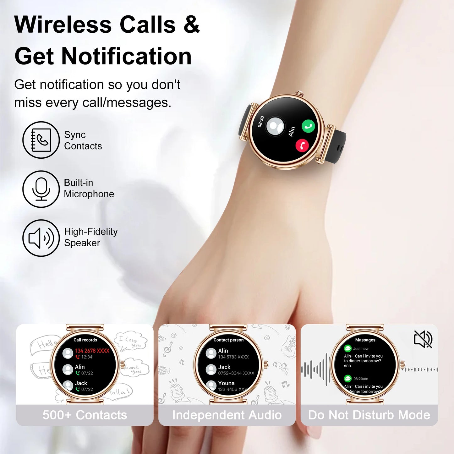 INNOFOVO 1.3 Inch Smartwatch Wireless Calls Fitness Tracker iPhone Android