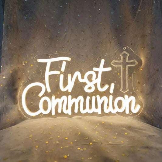 First Communion Neon Sign Led Wall Decor God Bless