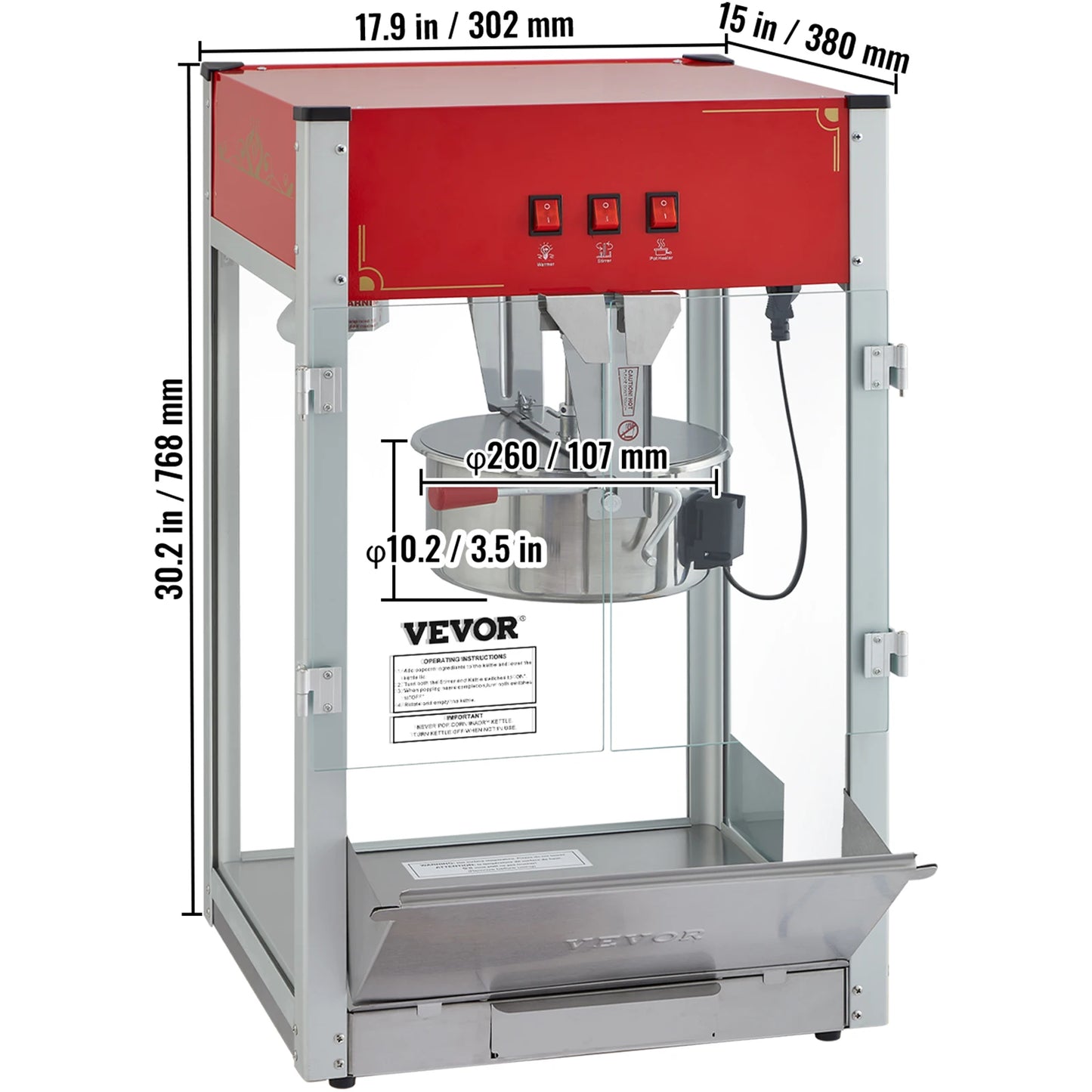 SucceBuy Commercial Popcorn Maker Machine With SUS304 Heating Tube