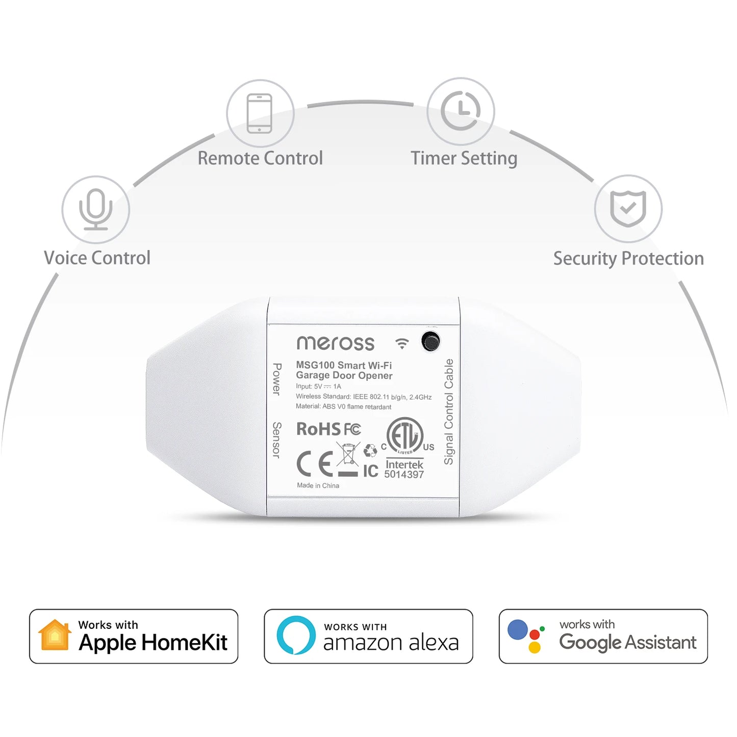 Meross HomeKit Smart WiFi Garage Door Opener With Alexa Google Assistant